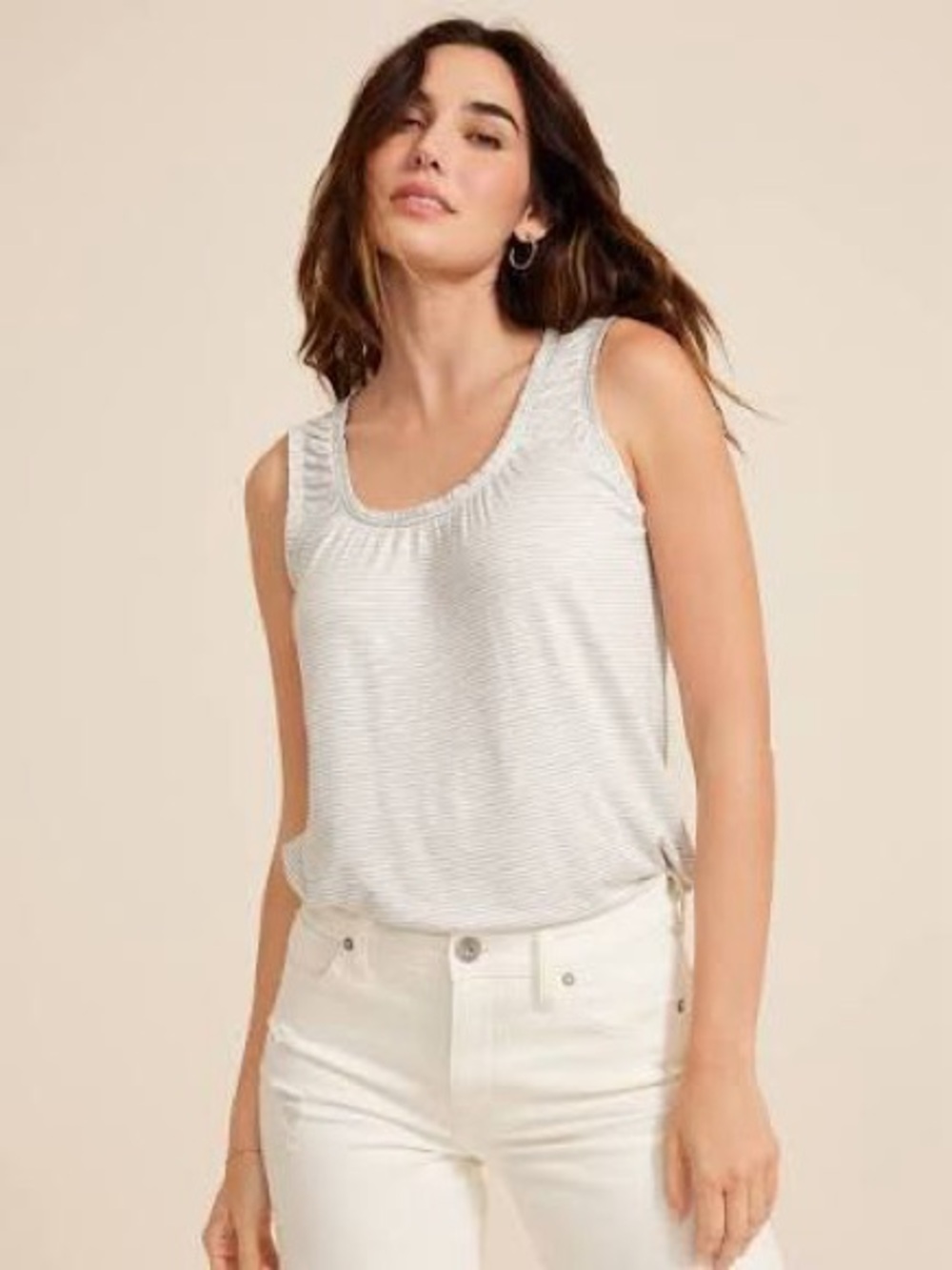 🆕 NWT Maurices White & Light Gray Striped Scoop Neck Tank